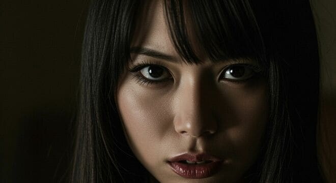 こちらを睨む若い女